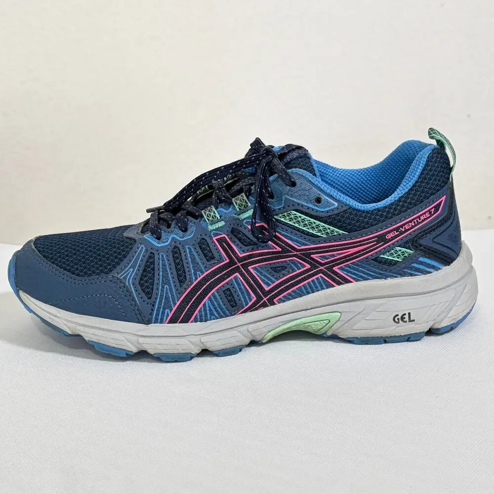 Asics Running Shoes Womens 8 GEL-VENTURE 7 Blue Comfort Low Top Trainer Sneakers